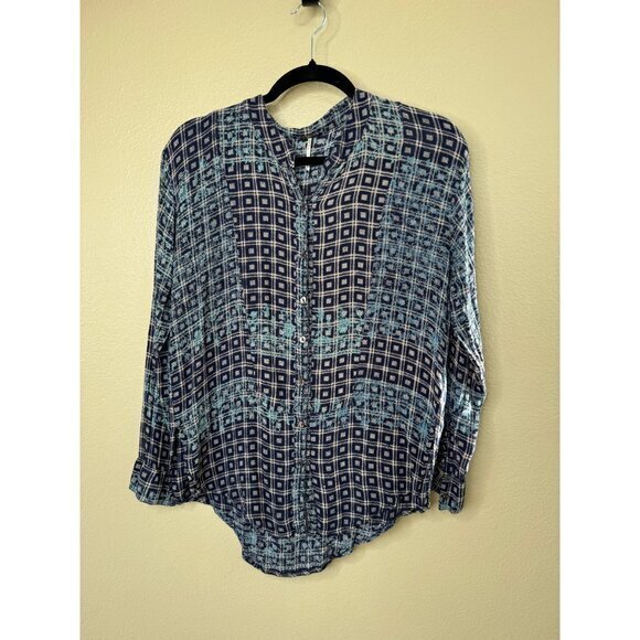 Free People Women's Blouse Blue Long Sleeve X-Small - Picture 2 of 7